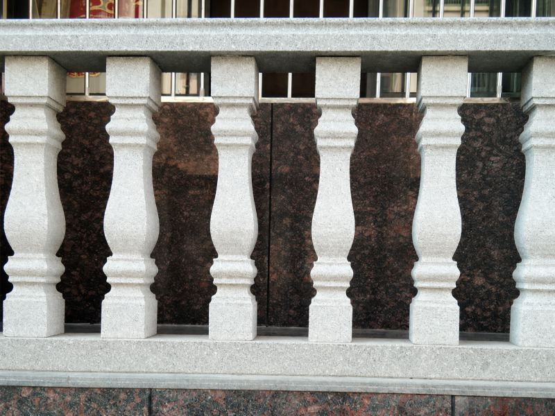 Architectural stone balustrade installation with profiled stone balusters Architectural stone balustrade installation with profiled stone balusters