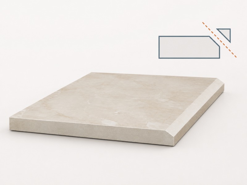 Ceramic tile chamfer after rough and fine grinding with the YTQS-2-1200 machine Ceramic tile chamfer after rough and fine grinding with the YTQS-2-1200 machine